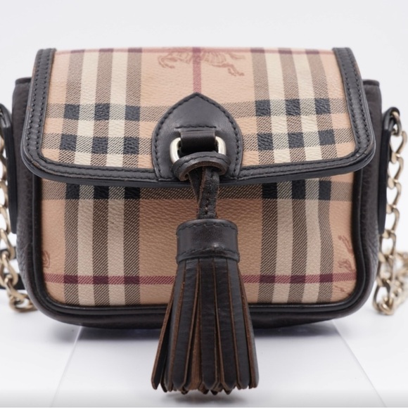 BURBERRY Haymarket Check Mini Tassel
Crossbody Bag - Picture 2 of 14